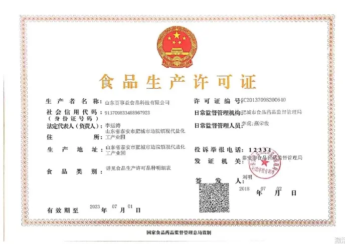 Food Production License Food Production License